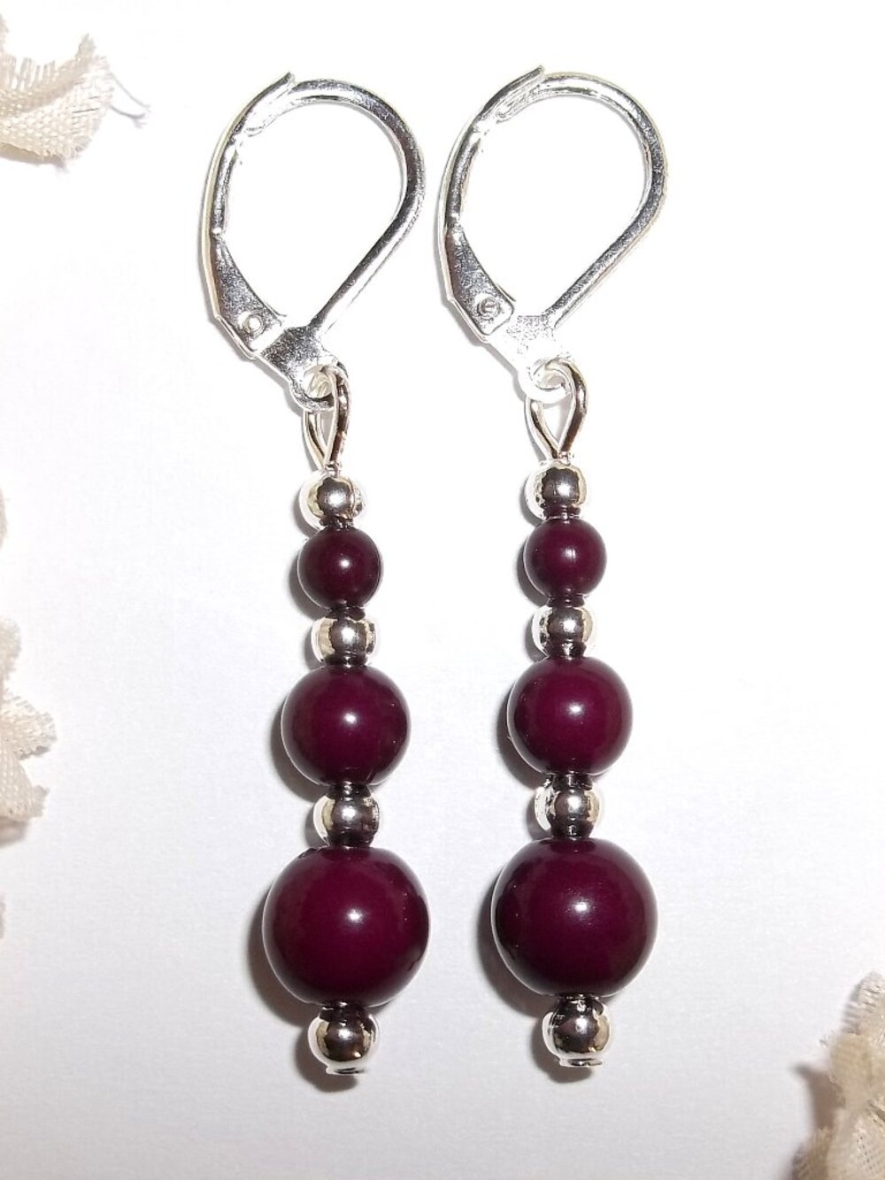 Wine Earrings Silver Tone Costume Jewelry Set Pair Dangle Drop Accessory D9135